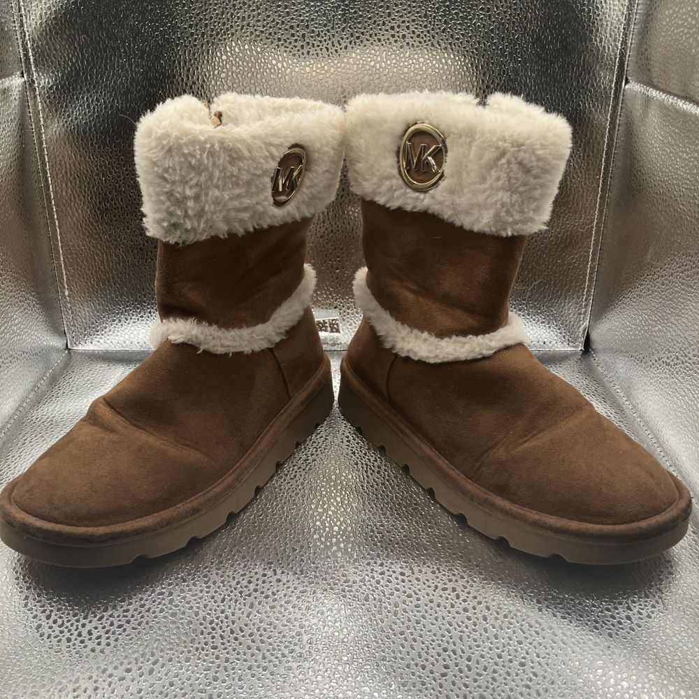 Girls MICHAEL KORS brown boots with faux fur trim Size 1